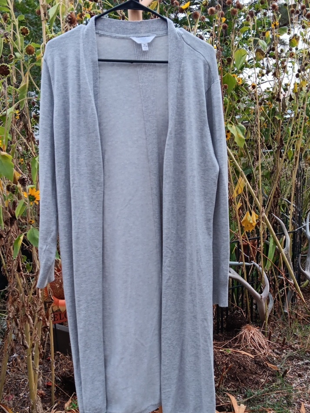 Time and Tru Light Gray Open-Front Long Cardigan